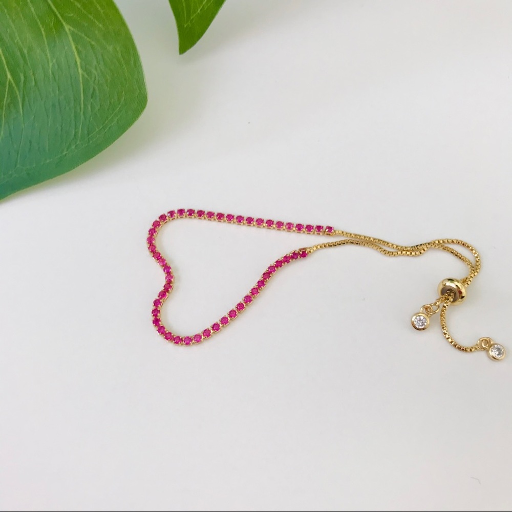 Beautiful pink zirconia crystals bracelet